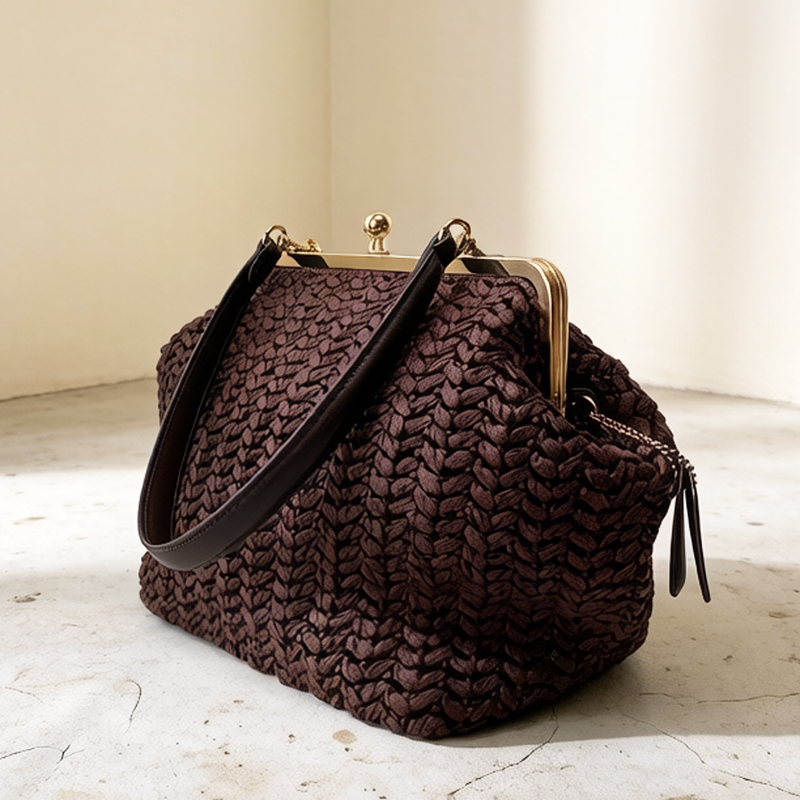 Women Bags 2026 Trends - กระเป๋าสะพายชายหาดแบบถักมือพร้อมกรอบล็อคแบบ Kisslock สำหรับผู้หญิง กระเป๋าถือและกระเป๋าสะพายไหล่ดีไซน์หรูหรา รุ่นใหม่ปี 2026