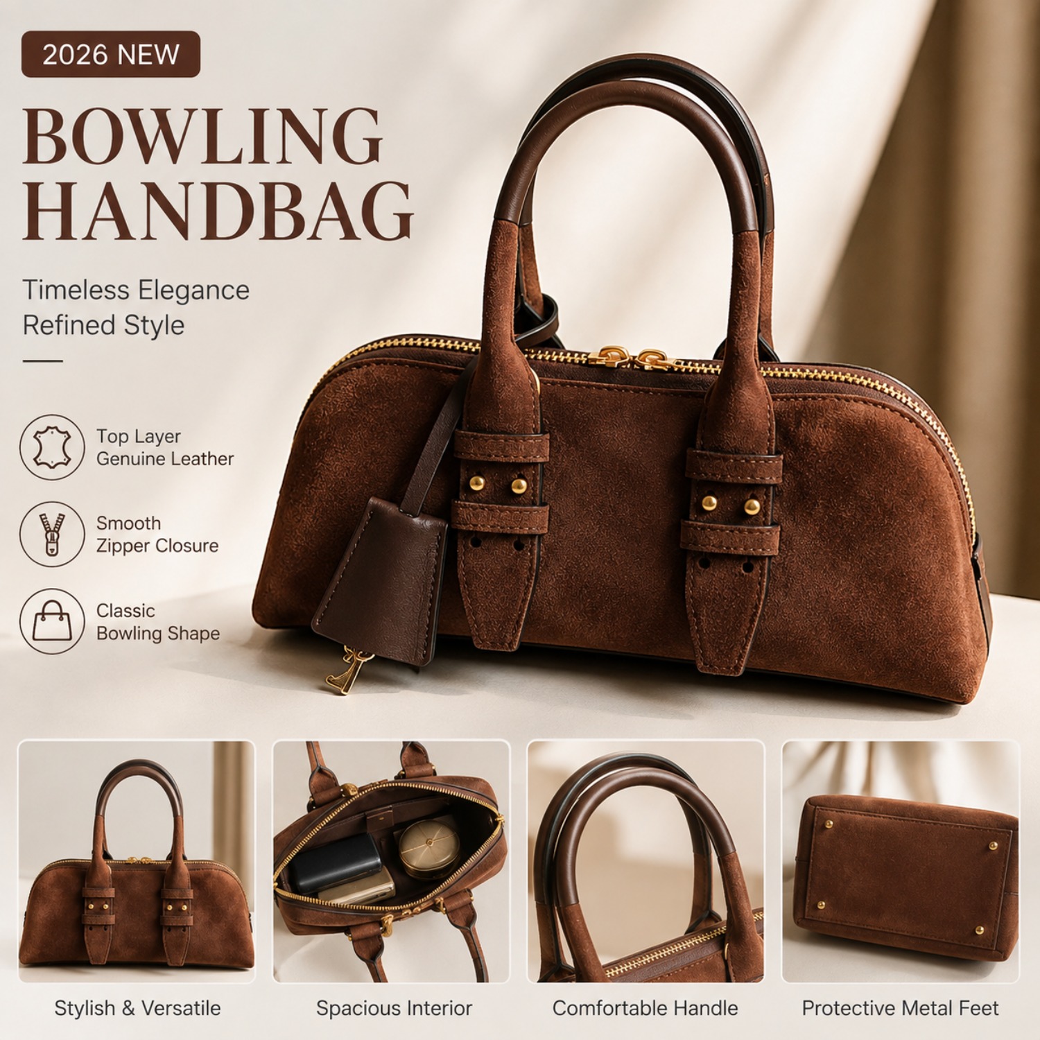 Top Handle Structured - กระเป๋าหนังแท้สำหรับผู้หญิง, กระเป๋าถือวินเทจแบบมีหูจับด้านบน, กระเป๋าทรงบอสตันที่มีโครงสร้าง, กระเป๋าถือแบบลำลองที่ดูหรูหราสำหรับผู้หญิง