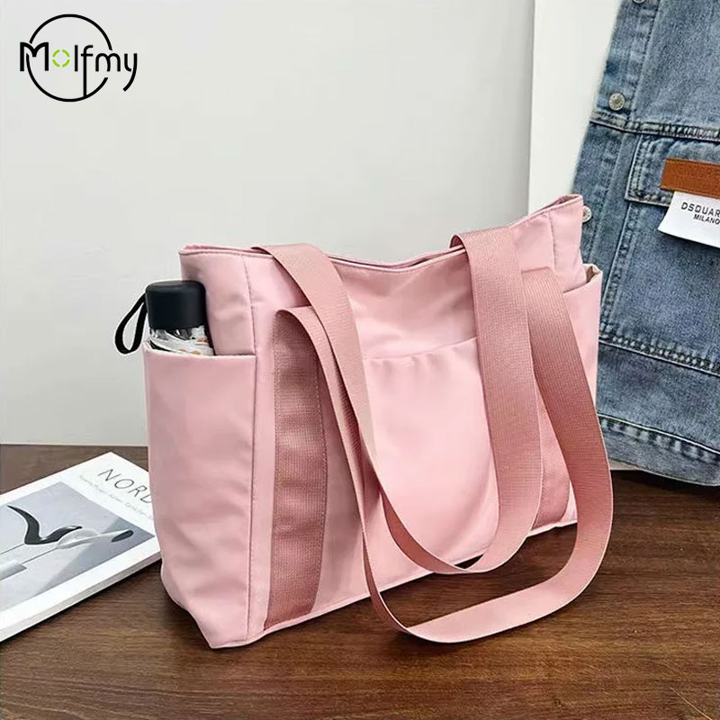 Women Bags Offers - กระเป๋าหรูหรานักออกแบบไนลอนสะพายไหล่สำหรับผู้หญิง, กระเป๋าโท้ทสีทึบกระเป๋า Handbag2024วันหยุดความจุขนาดใหญ่สำหรับคุณแม่