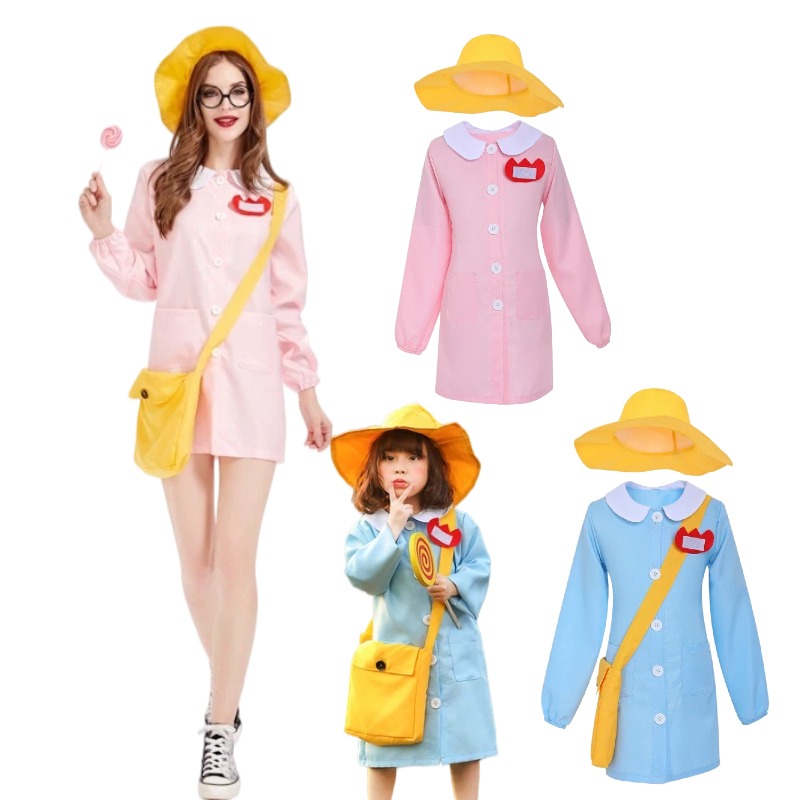 Women'S Japanese Bags - ชุดเครื่องแบบนักเรียนอนุบาลญี่ปุ่นสุดน่ารัก ชุดคอสเพลย์พ่อแม่ลูก พร้อมกระเป๋าและหมวก 3 ชิ้น สำหรับงานปาร์ตี้ฮาโลวีน
