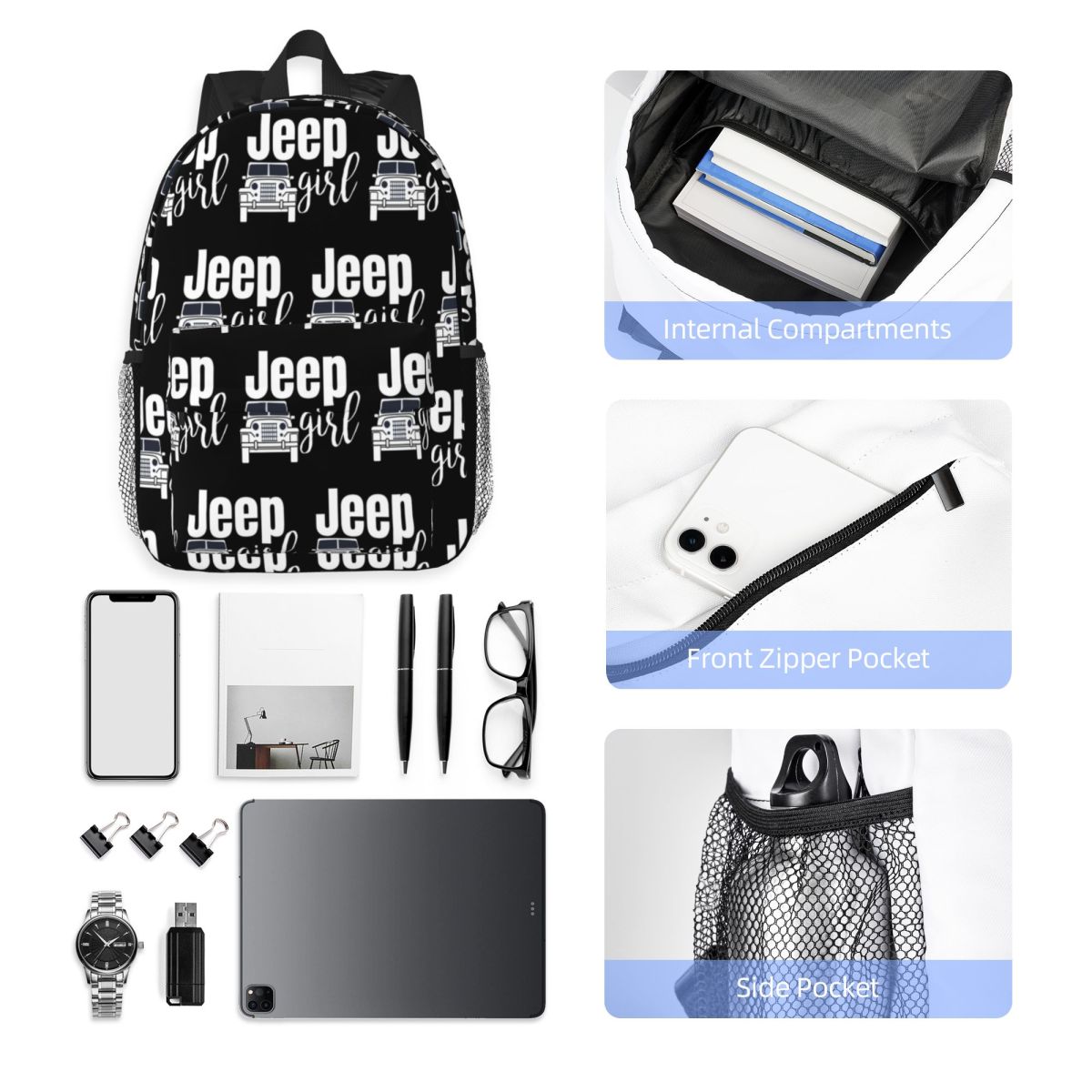 Women'S Jeep Bags - กระเป๋าเป้สะพายหลัง Jeep Girl ขายดี กระเป๋าเป้สะพายหลังความจุขนาดใหญ่ กระเป๋าหนังสือสำหรับเด็กชายและเด็กหญิง