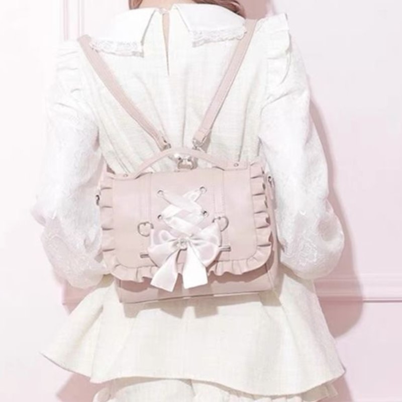Women'S Japanese Bags - กระเป๋าสะพายข้างหนังทรงสี่เหลี่ยมขนาดใหญ่ สไตล์หวานน่ารัก สีชมพู สำหรับผู้หญิง แฟชั่น Fairycore