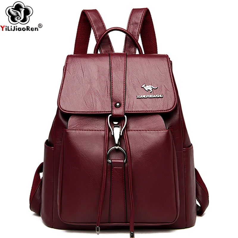 Women Bags Offers - กระเป๋าเป้สะพายหลังป้องกันการโจรกรรมผู้หญิงกระเป๋าสะพายแบรนด์ที่มีชื่อเสียงหนังกระเป๋าเป้สะพายหลังสําหรับสาวขนาดใหญ่ความจุกระเป๋าสุภาพสตรี Back Pack