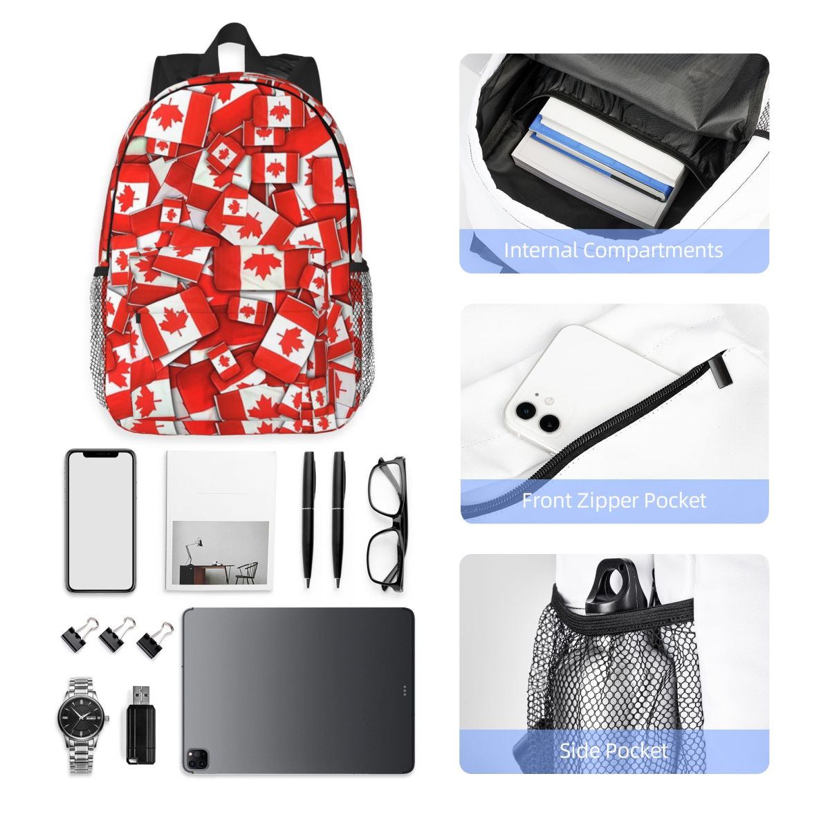 Women Bags Canada - กระเป๋าเป้สะพายหลังลายธงชาติแคนาดาขายร้อนกระเป๋าเป้สะพายหลังความจุขนาดใหญ่กระเป๋าหนังสือสำหรับเด็กชายและเด็กหญิงกระเป๋าสะพายไหล่สำหรับผู้ชายผู้หญิงกระเป๋านักเรียน