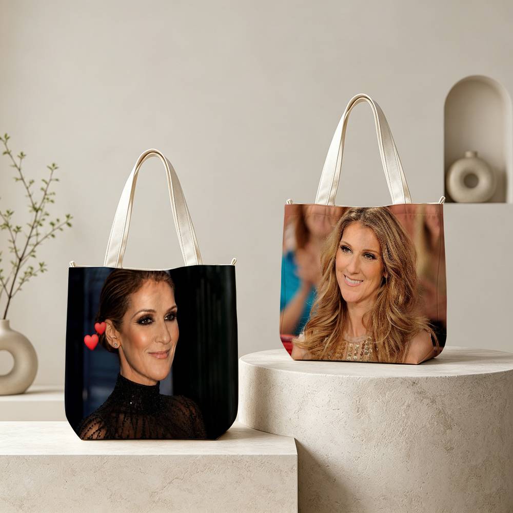 Women Bags Canada - C-C-Celine D-Dion-Canada-Singer กระเป๋าโท้ทสำหรับผู้หญิง กระเป๋าโท้ทช้อปปิ้งแบบใช้ซ้ำได้ กระเป๋าสะพายมีซิป พิมพ์ลาย