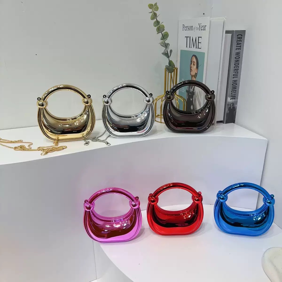 Women Bags Golden - Mini Golden Evening กระเป๋าและกระเป๋าถือ Luxury Designer