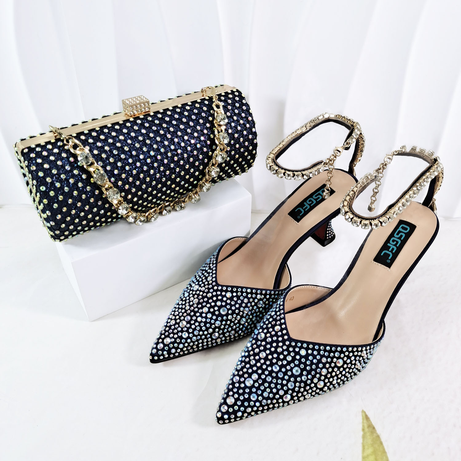 Women Bags For Wedding - รองเท้าผู้หญิงระดับไฮเอนด์สไตล์ยุโรปและอเมริกาพร้อมกระเป๋า, รองเท้าหัวแหลมและกระเป๋าสำหรับงานแต่งงานในไนจีเรีย