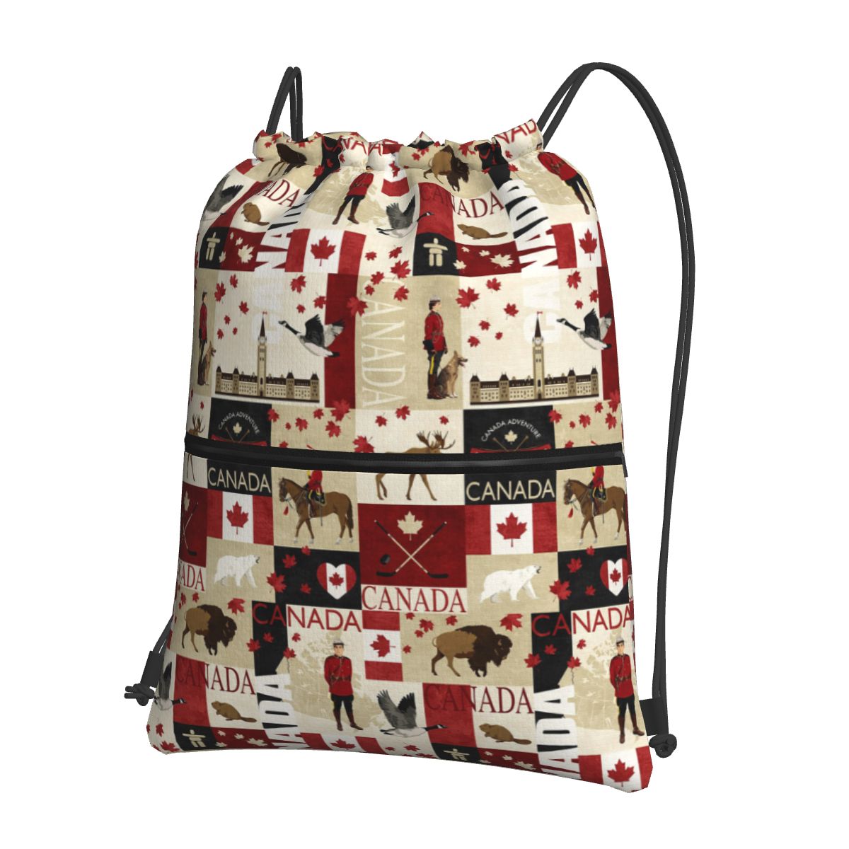 Women Bags Canada - ธงชาติแคนาดา กระเป๋าเป้สะพายหลังวัฒนธรรมประจำชาติ กระเป๋าแบบมีเชือกผูก กระเป๋าใส่ของจุกจิก กระเป๋าใส่หนังสือ สำหรับชายหญิง