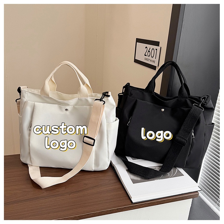 Women Bags Logo - กระเป๋าโท้ทโลโก้แบบกำหนดเอง 2-in-1 กระเป๋าถือและสะพายข้าง กระเป๋าไนลอนความจุมาก กระเป๋าสะพายไหล่ลำลอง สำหรับทำงานและเดินทาง
