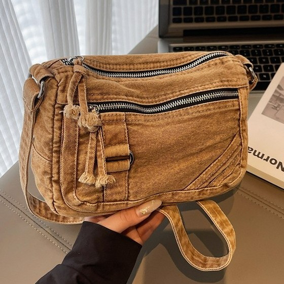 กระเป๋าสะพายข้างผู้หญิงผ้าเดนิ - Women Bags Logo บทวิจารณ์และราคา