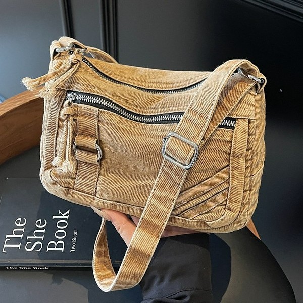 กระเป๋าสะพายข้างผู้หญิงผ้าเดนิ - Women Bags Logo บทวิจารณ์และราคา