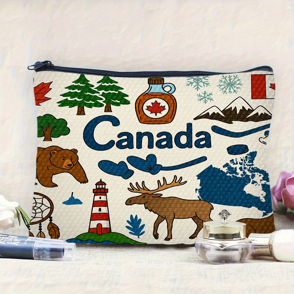 กระเป๋าเครื่องสำอางธีมแคนาดา - - Women Bags Canada บทวิจารณ์และราคา
