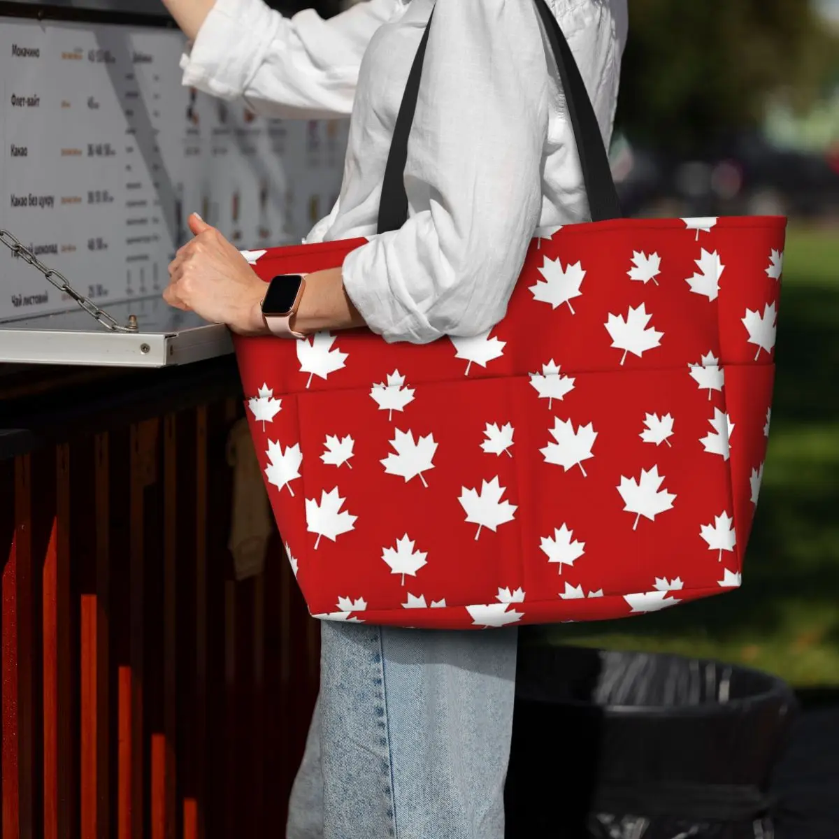 ลายธงใบเมเปิ้ลของแคนาดา สีแดง  - Women Bags Canada บทวิจารณ์และราคา