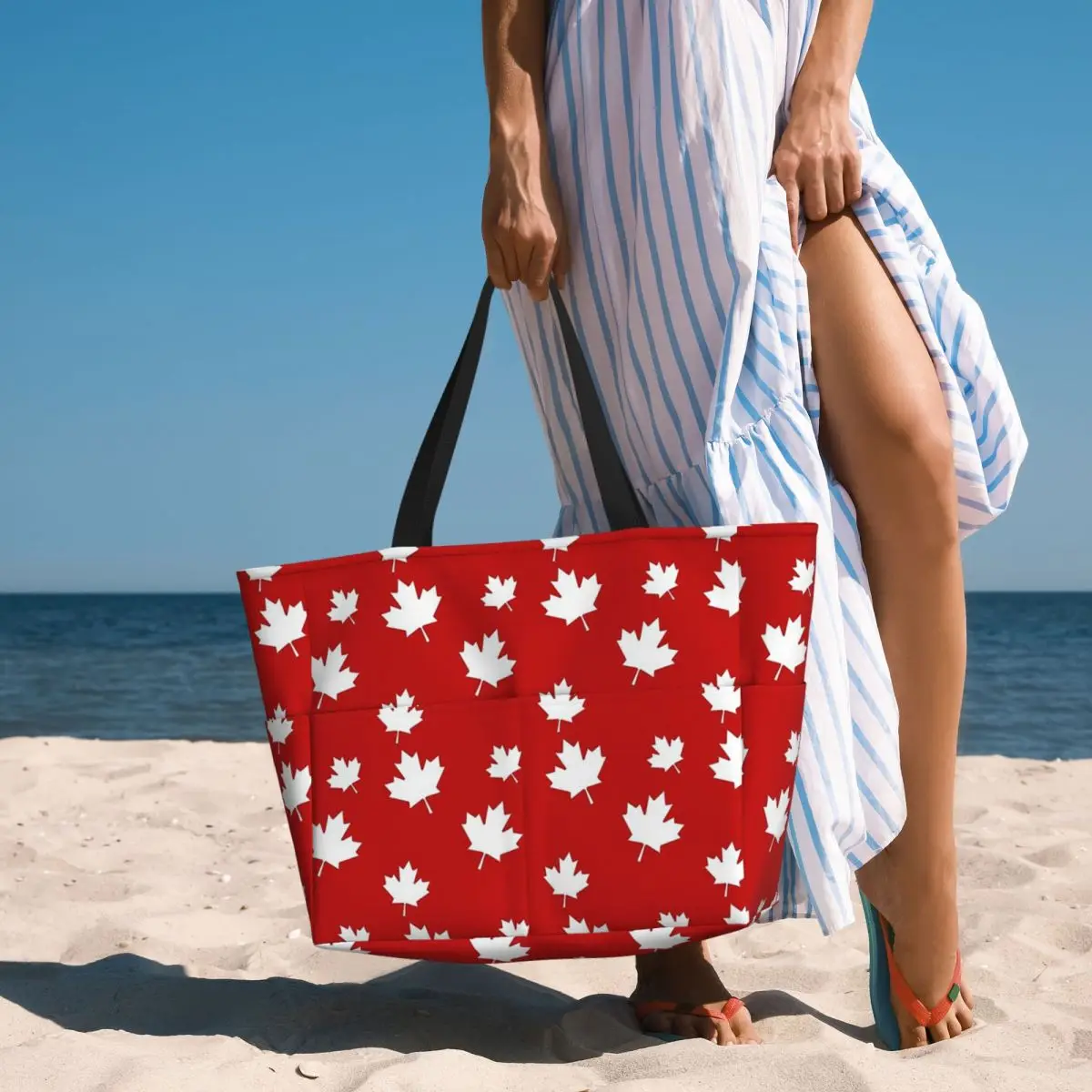 ลายธงใบเมเปิ้ลของแคนาดา สีแดง  - Women Bags Canada บทวิจารณ์และราคา